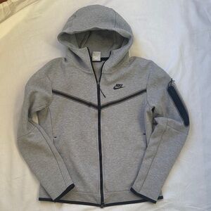 Nike Tech Full Zip Fleece Light Gray Hoodie Size small